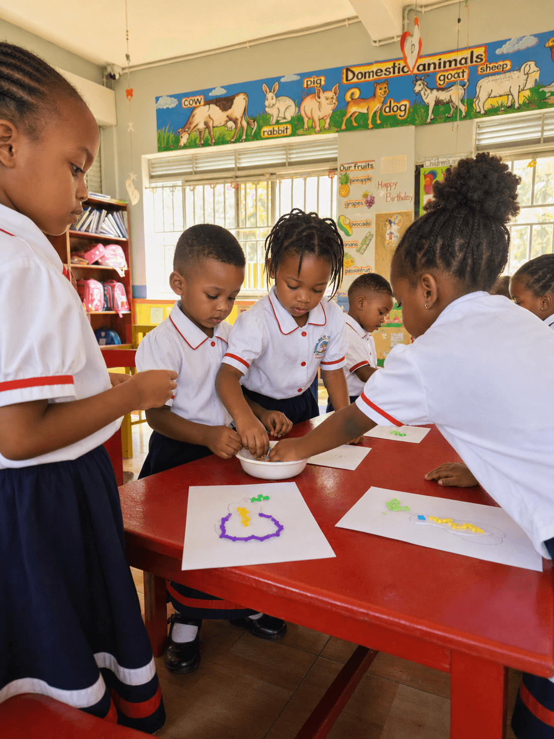 Anonymized children learning together in a calm ARCAF classroom